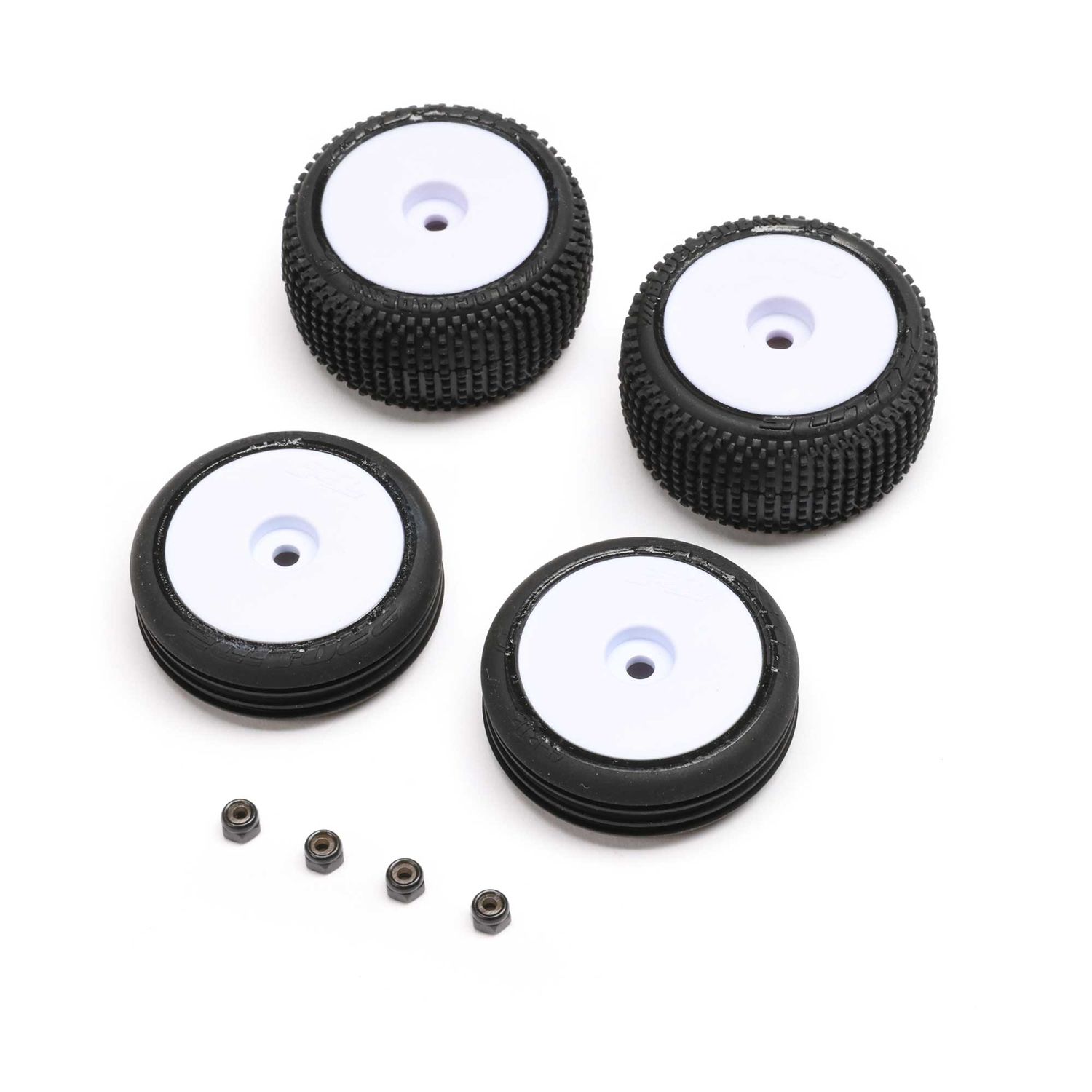 Losi Tires &amp; Wheels Mounted, White: Micro-B