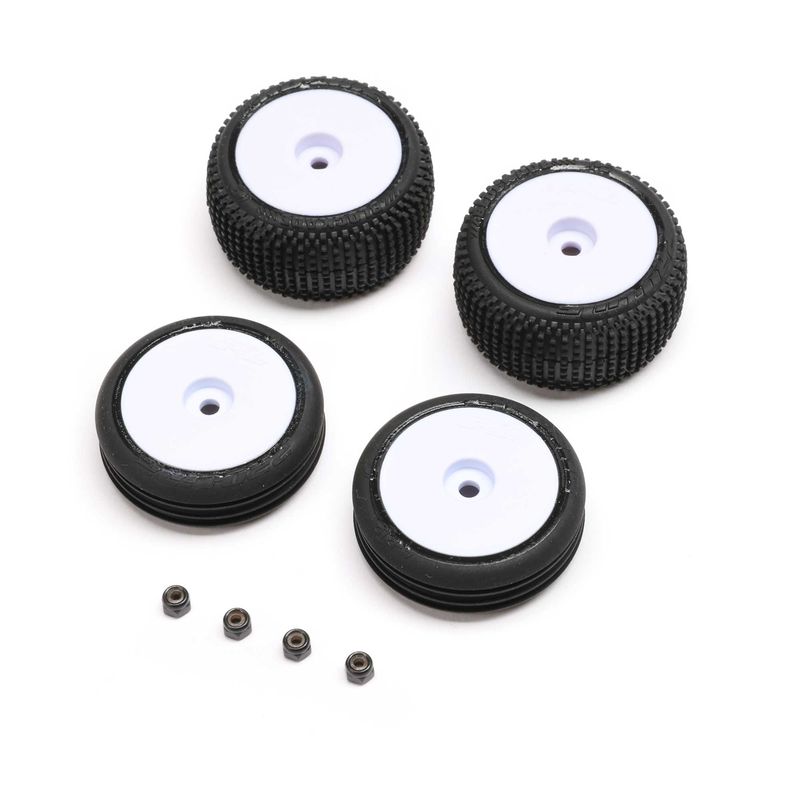 Losi Tires &amp; Wheels Mounted, White: Micro-B