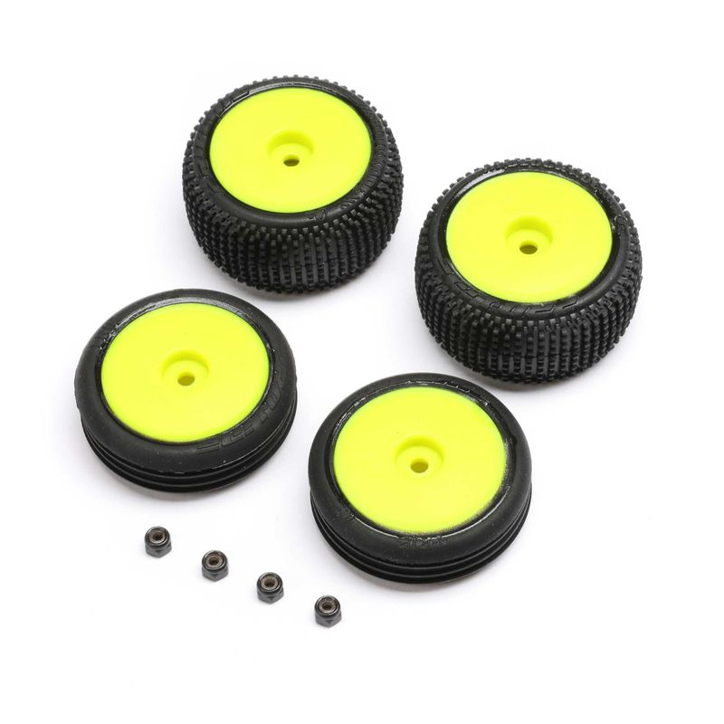 Losi Tires &amp; Wheels Mounted, Yellow: Micro-B