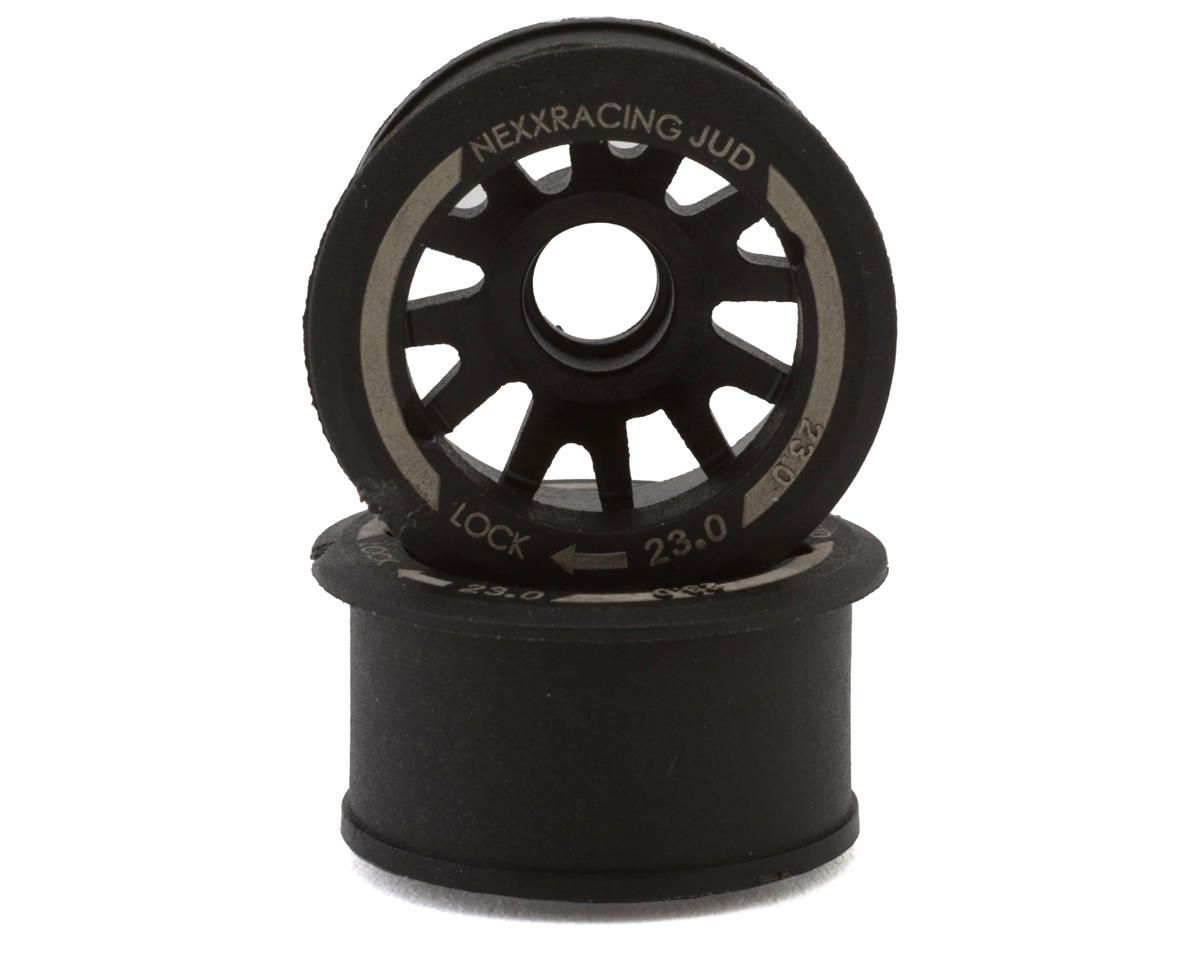 NX-USA-EVO-R+1 NEXX Racing Mini-Z R11 Rear Threaded Side-Wall Carbon-Fiber Rims (1mm Offset) (Black) (2)