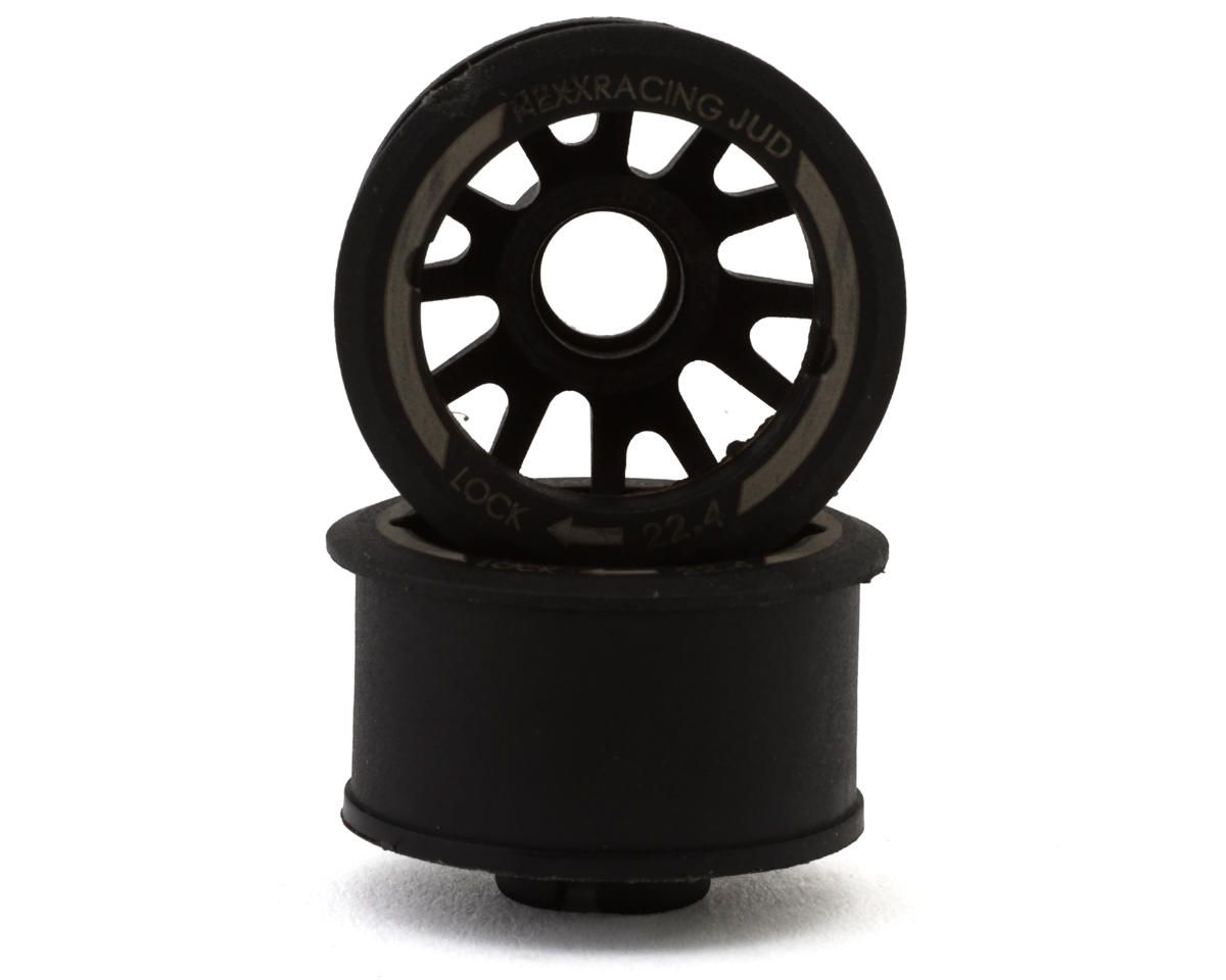 USA-EVO-R+3 NEXX Racing Mini-Z "JUD" EVO Rear Threaded Side-Wall RWD Carbon-Fiber Rims (3mm Offset) (Black) (2)