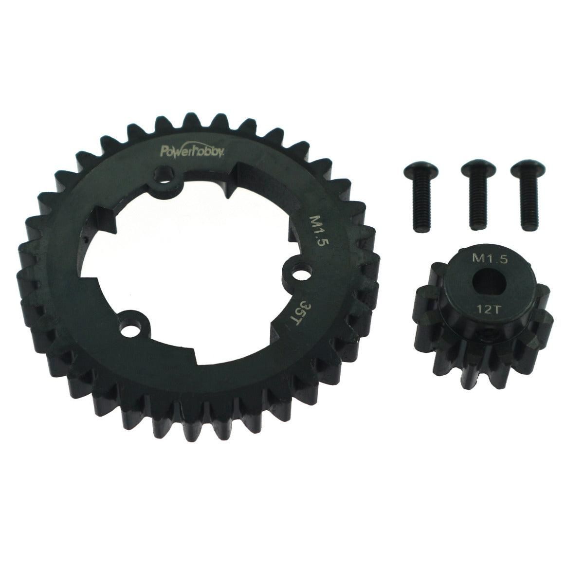 PHB5811 Powerhobby 35T 1.5MOD Steel Spur Gear + 12T Pinion FOR Traxxas X-MAXX