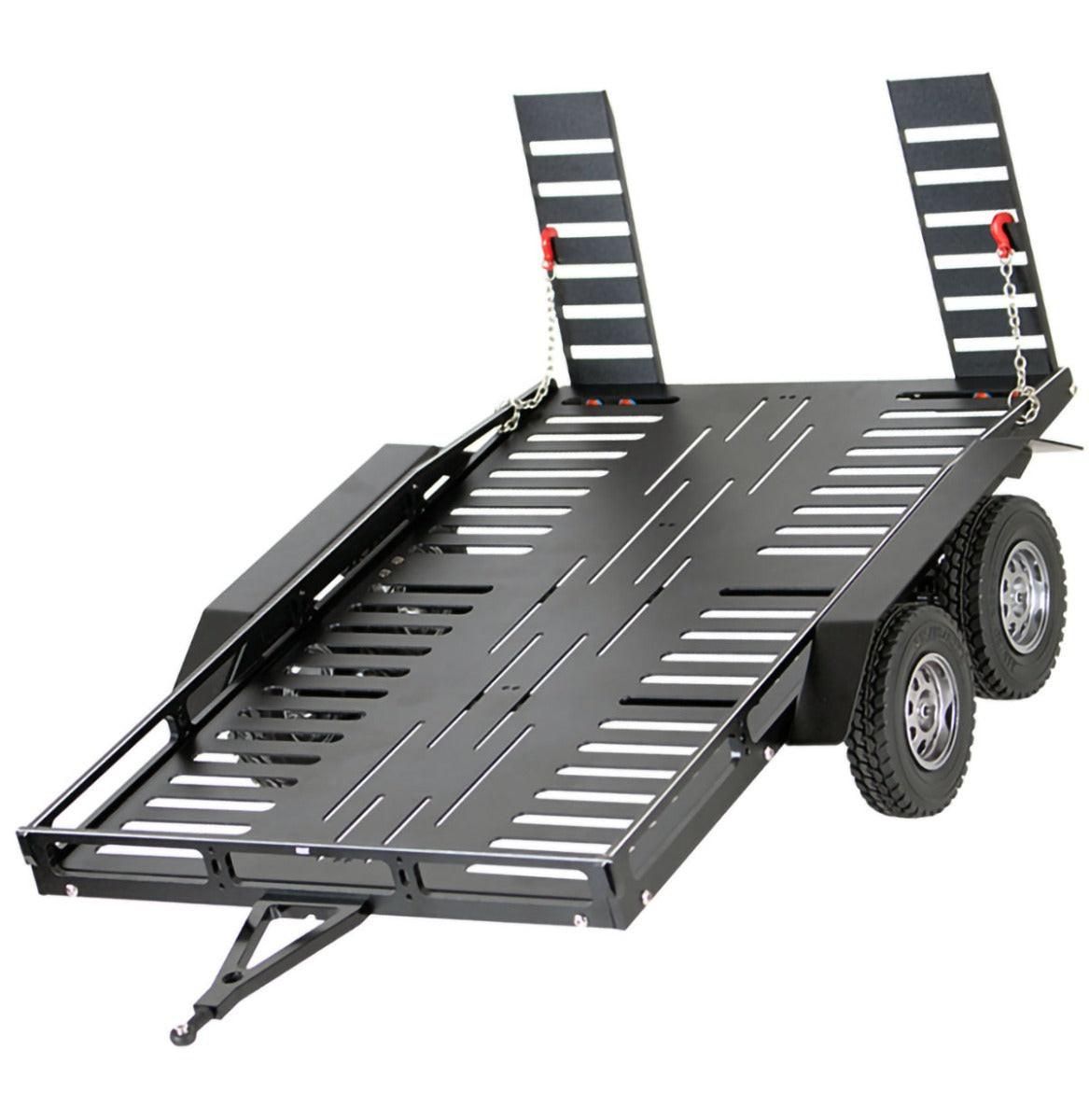 Trailer01-Black Powerhobby 1/10 CNC Machined Dual Axle Scale Truck Trailer Crawler Black