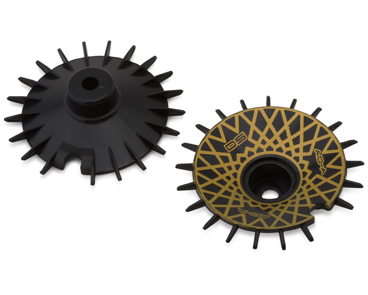 DSC-AD-AB-GDME  DS Racing Sloped Aero Drift Wheel Covers (Black/Gold Mesh) (2) (Drift Element Wheels)