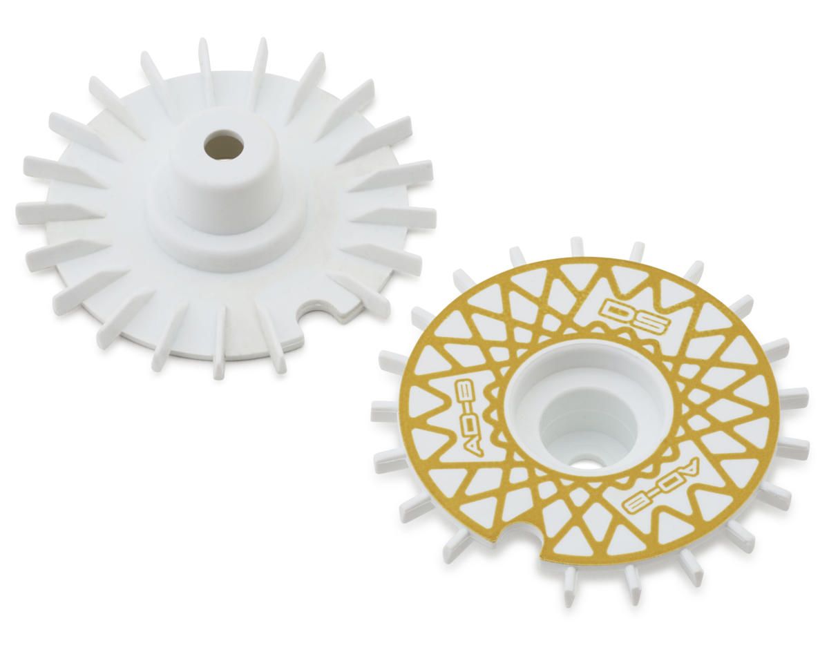 DSC-AD-BW-GDME DS Racing Flat Aero Drift Wheel Covers (White/Gold Mesh) (2) (Drift Element Wheels)