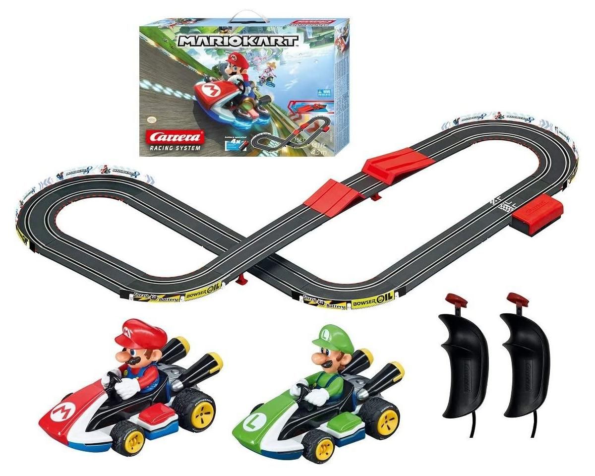 Carrera GO!!! Nintendo Mario Kart Electric 1/43 Slot Car Racing Track Set w/Mario &amp; Luigi
