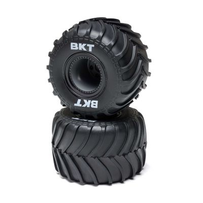Losi MT Tires, Black Beadlock, Premounted (2): Mini LMT