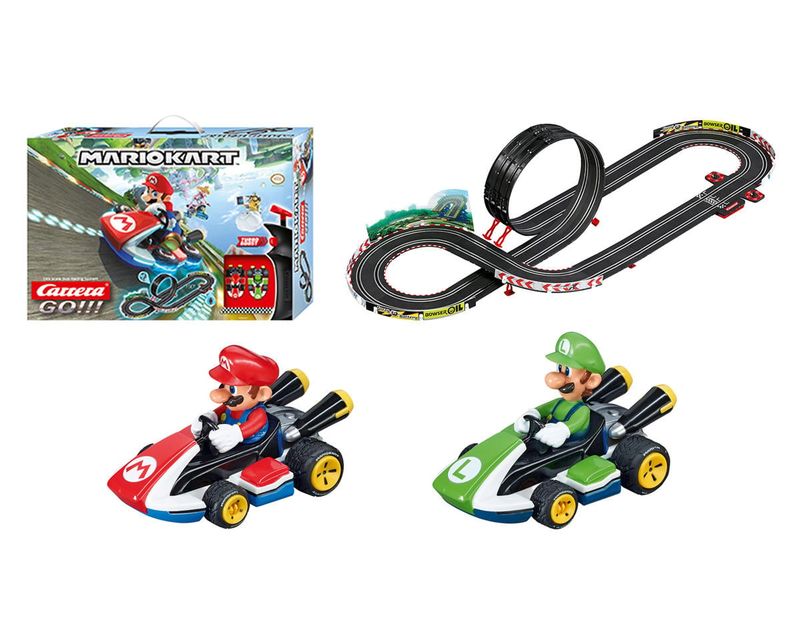 Carrera GO!!! Nintendo Mario Kart 8 Electric 1/43 Slot Car Racing Track Set w/Mario &amp; Luigi