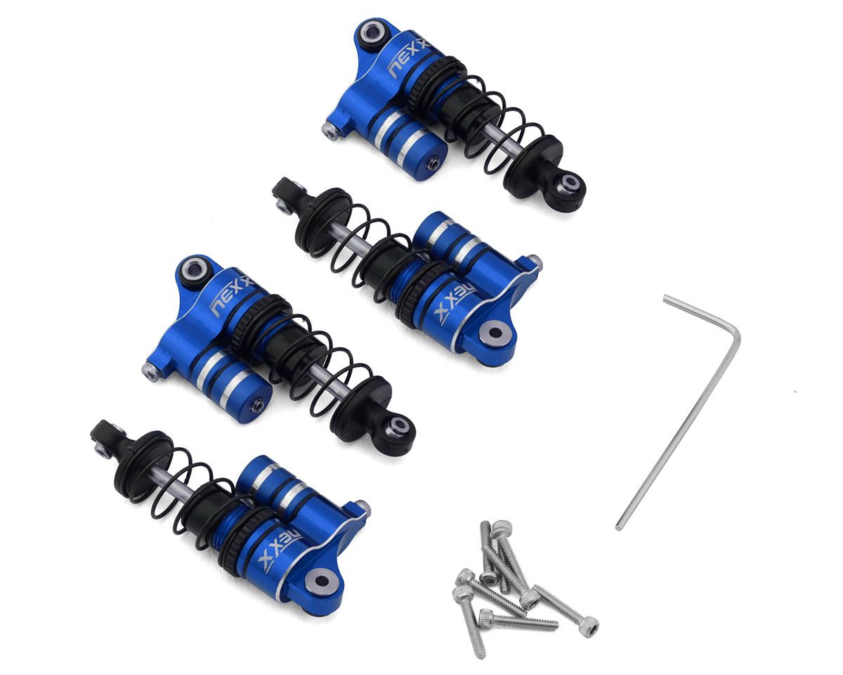 NX-485-BL NEXX Racing Losi® Micro-B Aluminum Oil-Filled Threaded Reservoir Shocks (Blue) (4)