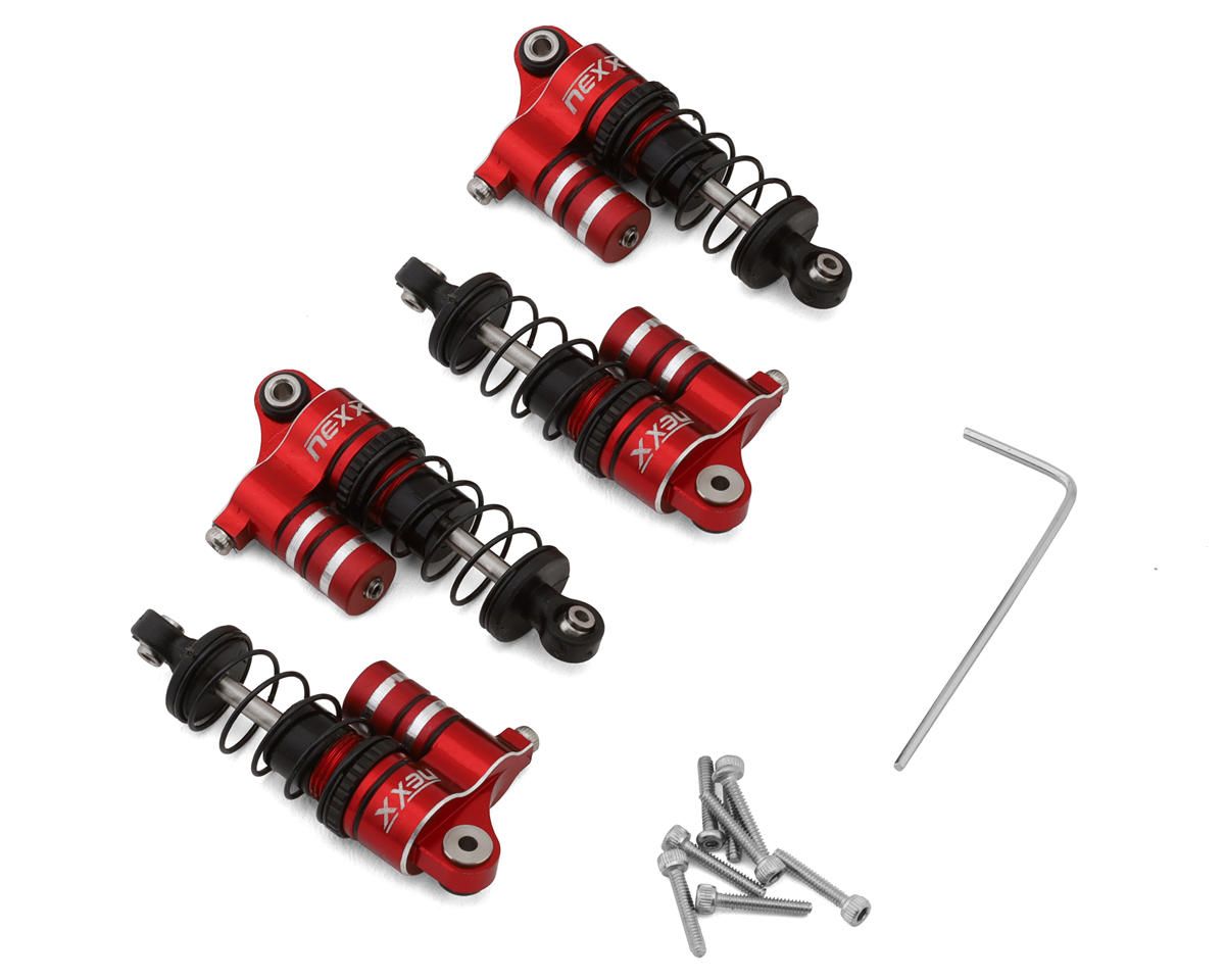 NX-485-R NEXX Racing Losi® Micro-B Aluminum Oil-Filled Threaded Reservoir Shocks (Red) (4)