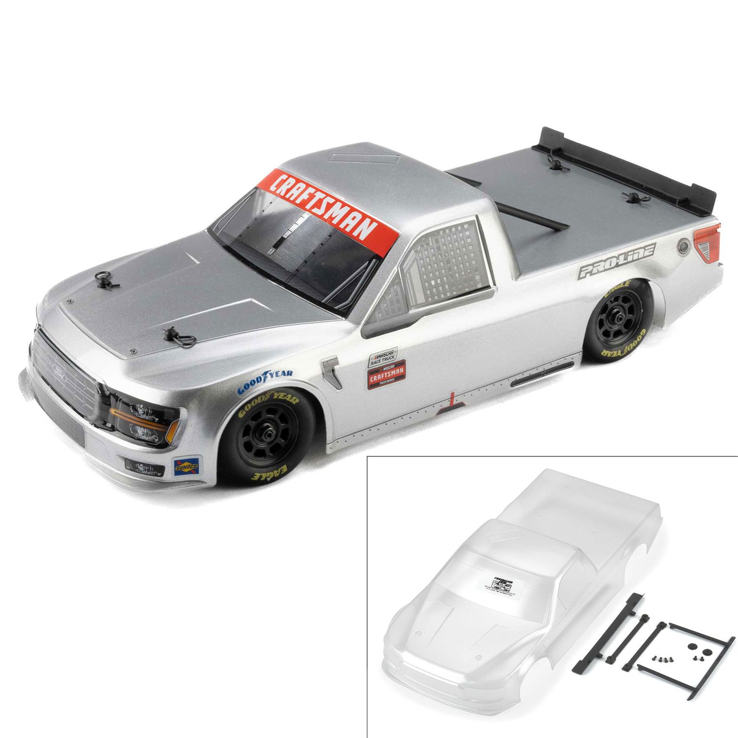 PRO365400 Pre-Cut 2024 Ford F-150 NASCAR Truck Series Clear Body for Losi NASCAR Racecar