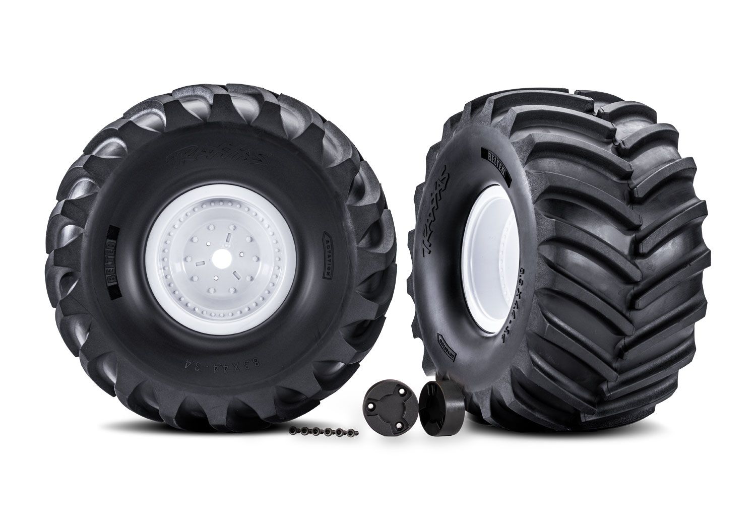 7689 White X-Monster Wheels w/ Terra Groove Tires (2)