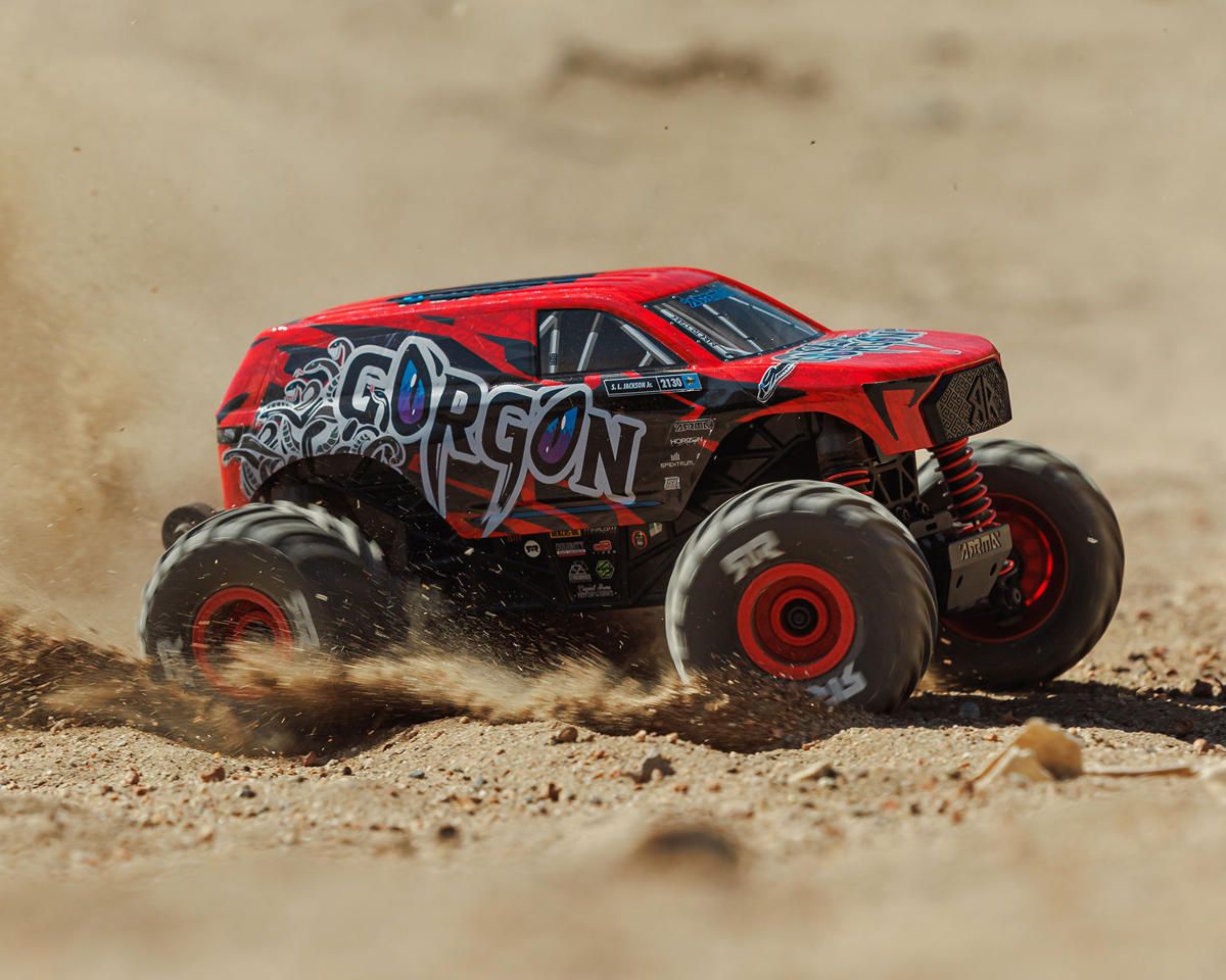 ARA2130T2 1/16 GORGON GROM 4X4 RTR Brushed Monster Truck (Battery &amp; Charger Included), Red