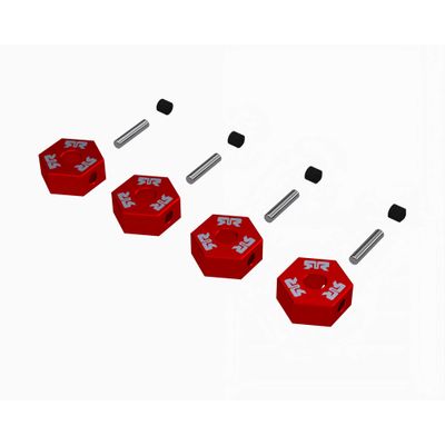 ARA-2982 12mm Wheel Hex set (Metal) 4pcs- Red ARRMA 12mm Wheel Hex Set, Metal (4), Red