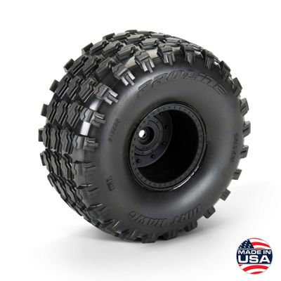 PRO1033910 Dirt Hawg 2.0 F/R 2.6" MT Tires Mounted Arrma Stock Wheel Black (2) for ARRMA QUAKE &amp; GORGON