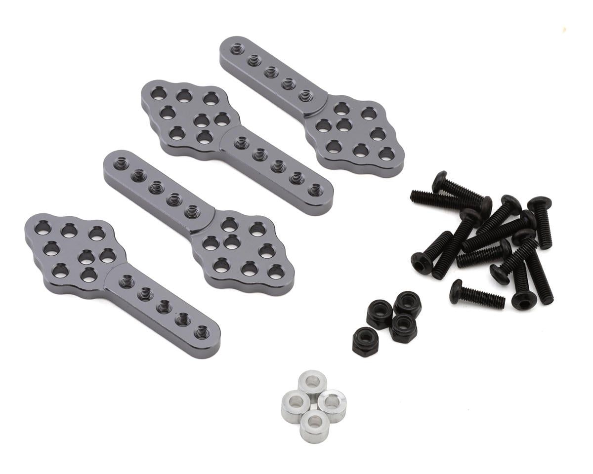 CRAW2017329 Injora CNC Aluminum Adjustable 1/10 Rock Crawler Shock Mount Plates (Grey) (4)