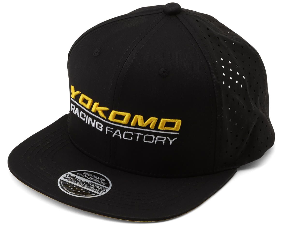 ZC-A23BY Yokomo Factory Team Snapback Flatbill Hat (Black/Yellow) (One Size Fits Most)