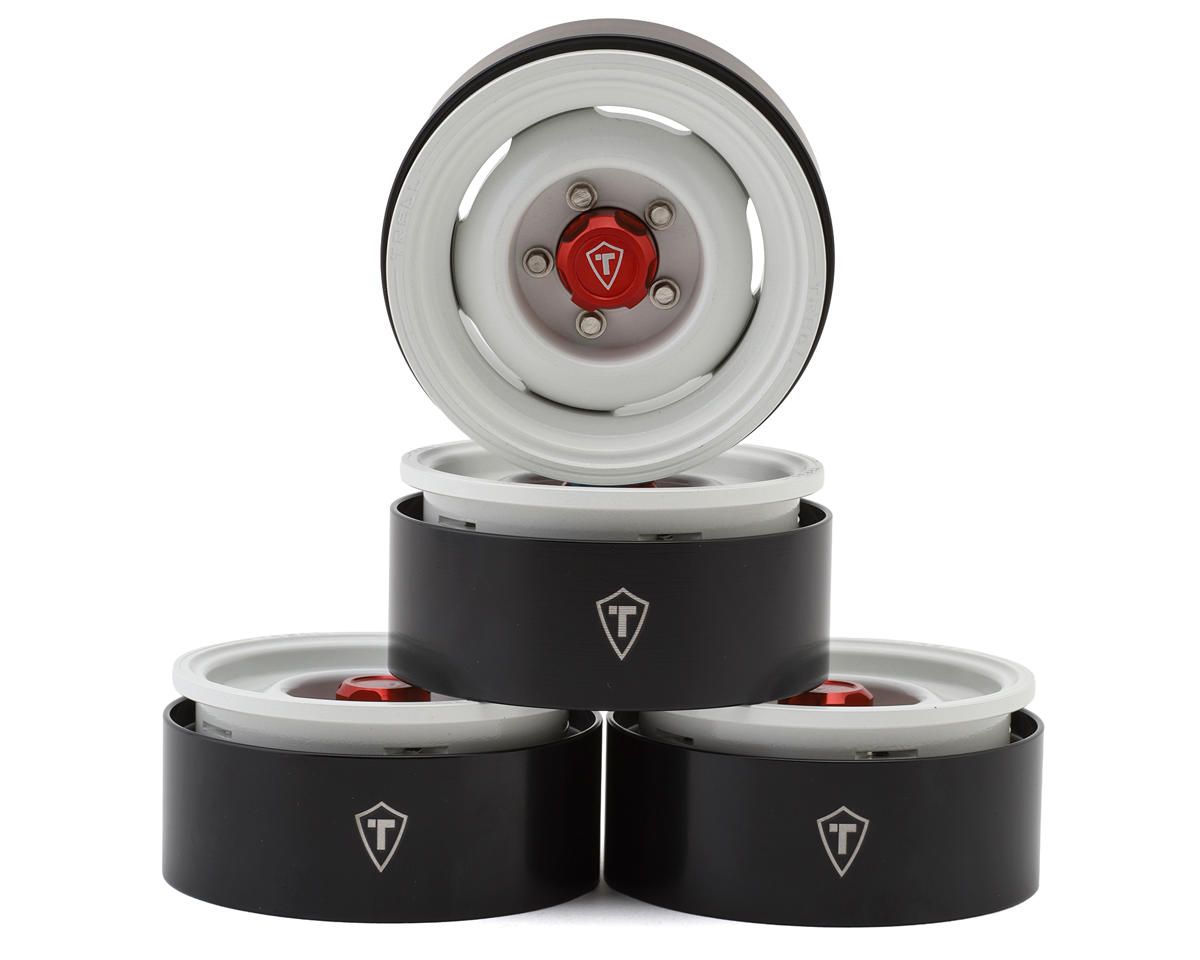 X004YA05PD Treal Hobby 1.9" Aluminum Retro-Style Vintage Wagon Crawler Beadlock Wheels (132.5g) (White) (4) *