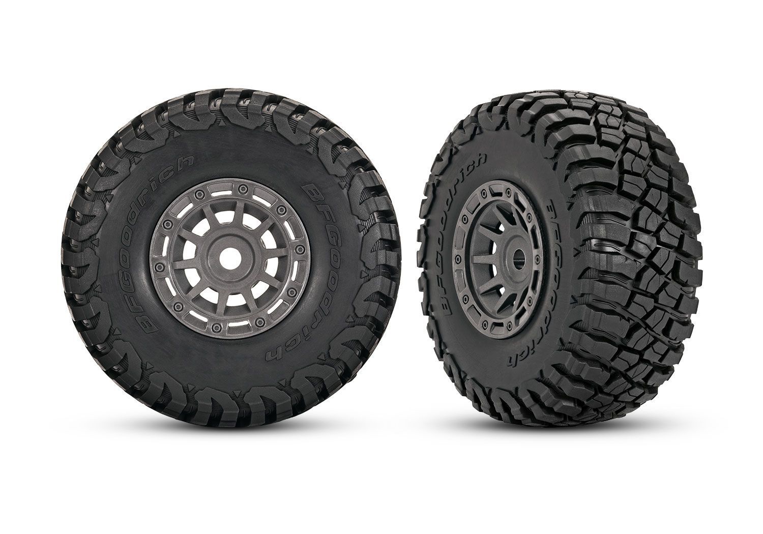 10870-GRAY 1.4" Gray Wheels w/ BFG Mud-Terrain Tires (2)