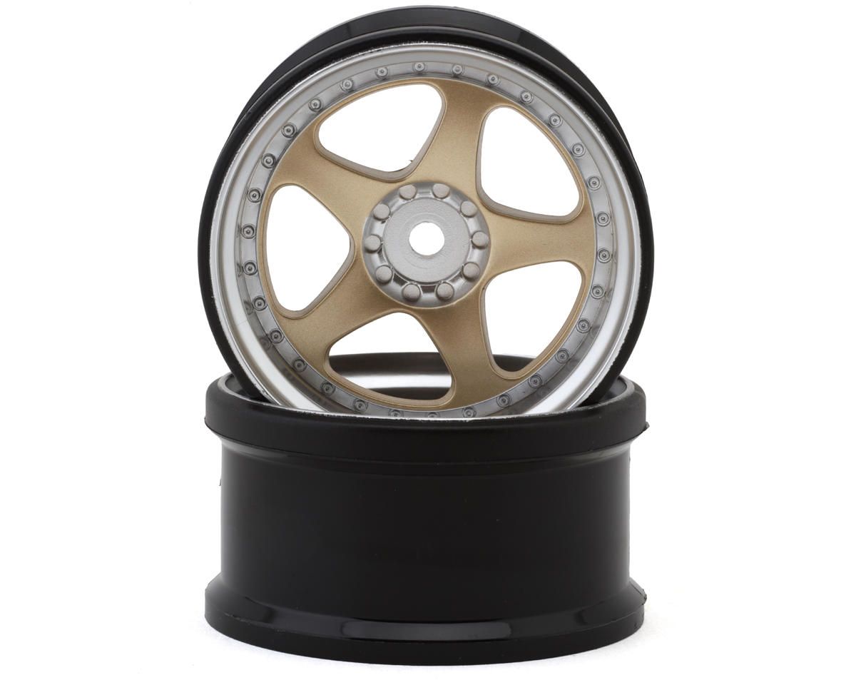 HG-20168 Hayashi Garage NIZ 5-Spoke Multipiece Style 1/10 Drift Wheels (Gold) (2) (8mm Offset) w/12mm Hex