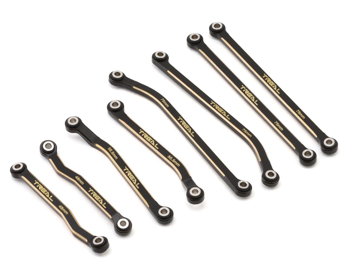 X004779FXV Treal Hobby *HIGH TRAIL ONLY* High Clearance Brass Upper &amp; Lower Chassis Link Set for Traxxas® TRX-4M®   (Black) (8) (55g)