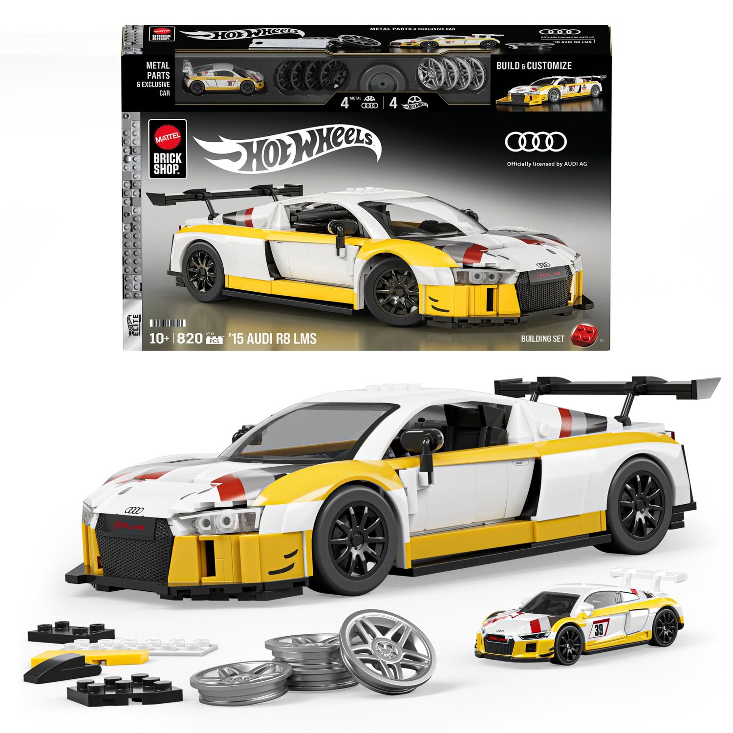 MTTJFT18 Mattel Brick Shop™ Hot Wheels® '15 Audi® R8® LMS Set w/Die-Cast Audi® R8® LMS