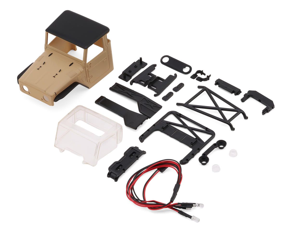 IR40-24YE Injora SCX24 IR40-24 Half Truck Pre-Painted Body Set (Tan) (133mm Wheelbase) w/Bed Rack &amp; LED Lights
