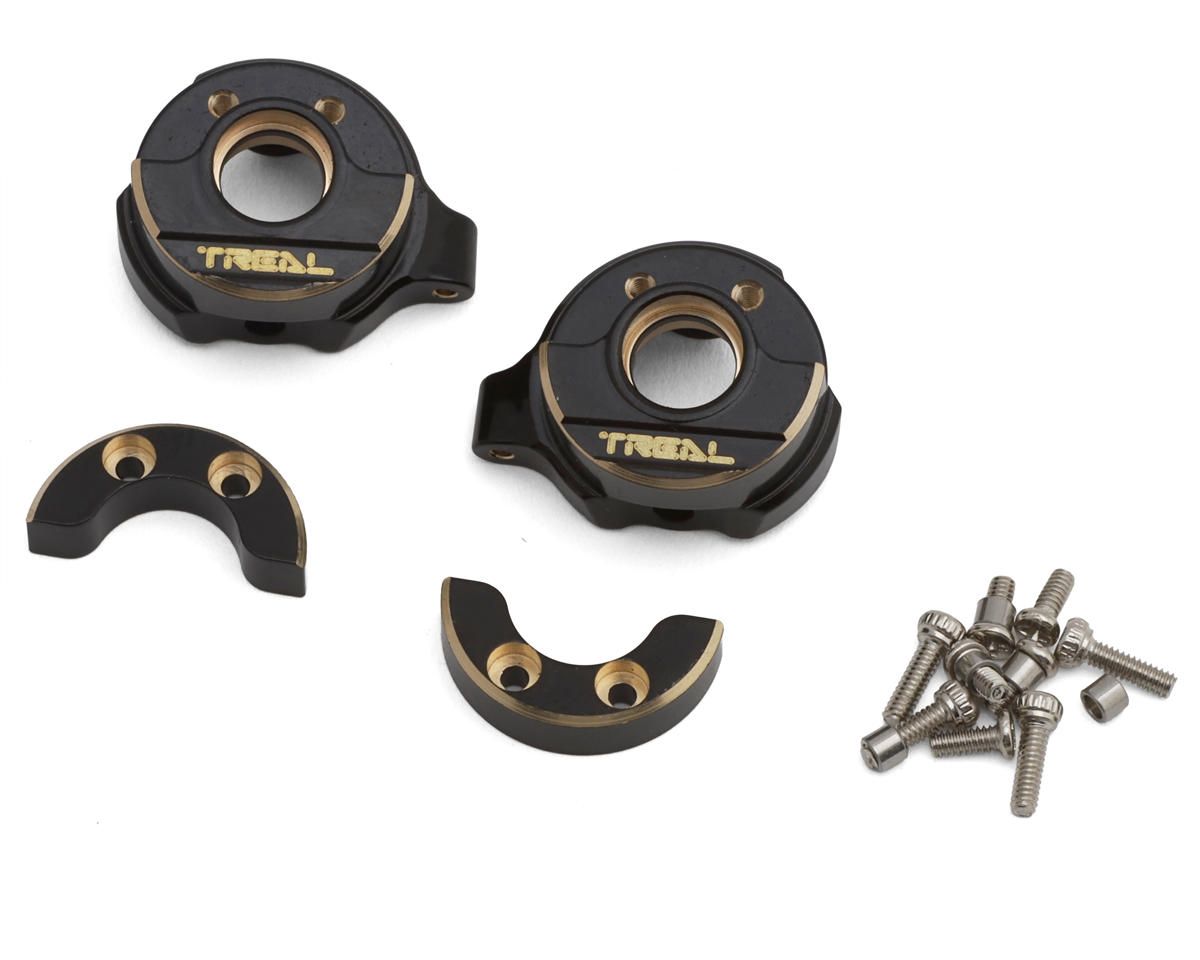 TLHTSCX30-06 Treal Hobby SCX30 Brass Steering Knuckles (Black) (2) (7.75g ea)