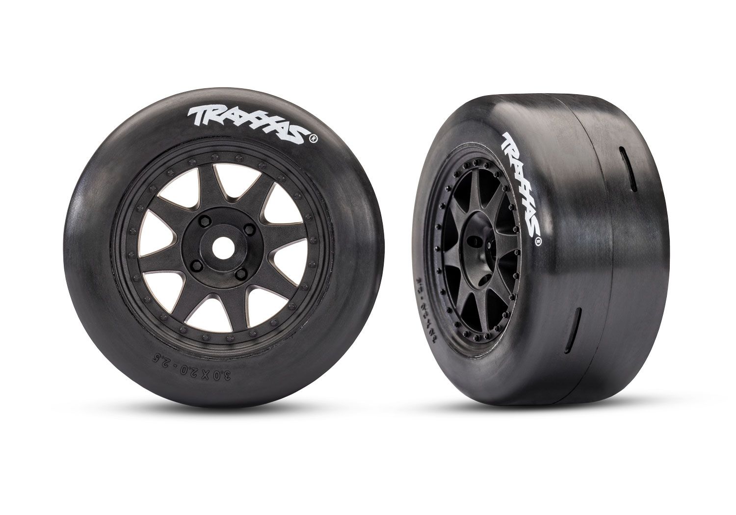 10875-BLK Black Rear Mini Rally Wheels w/ Slick Tires (Soft) (2)