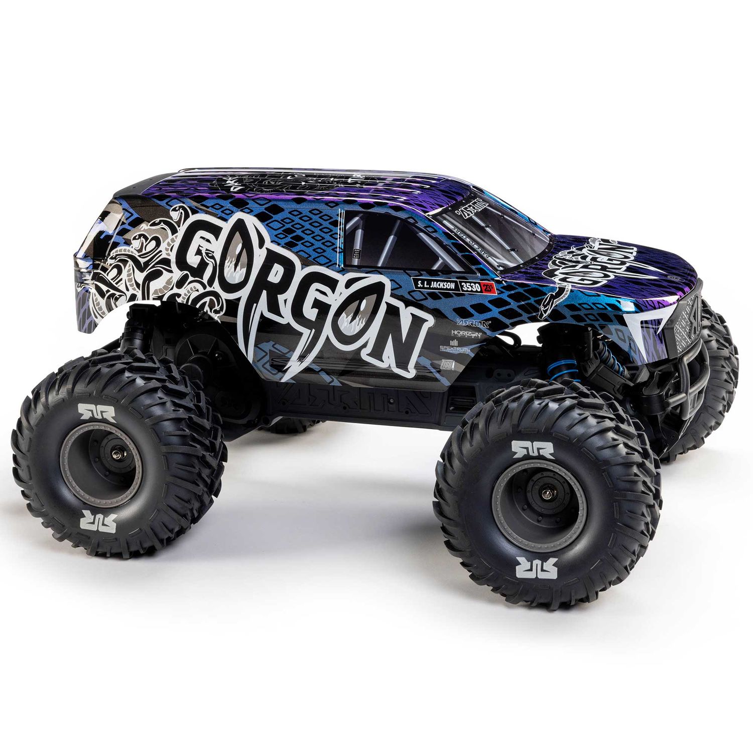 ARA3530T1 1/10 GORGON 223S 2WD RTR Brushless Monster Truck, Blue/Black