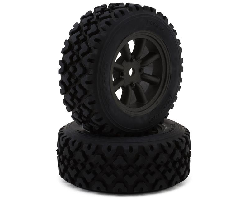 FATH709BKM Kyosho FZ02-R Vintage Rally Pre-Mounted Tires (2) (Medium) w/12mm Hex &amp; 8-Spoke Watanabe Wheels