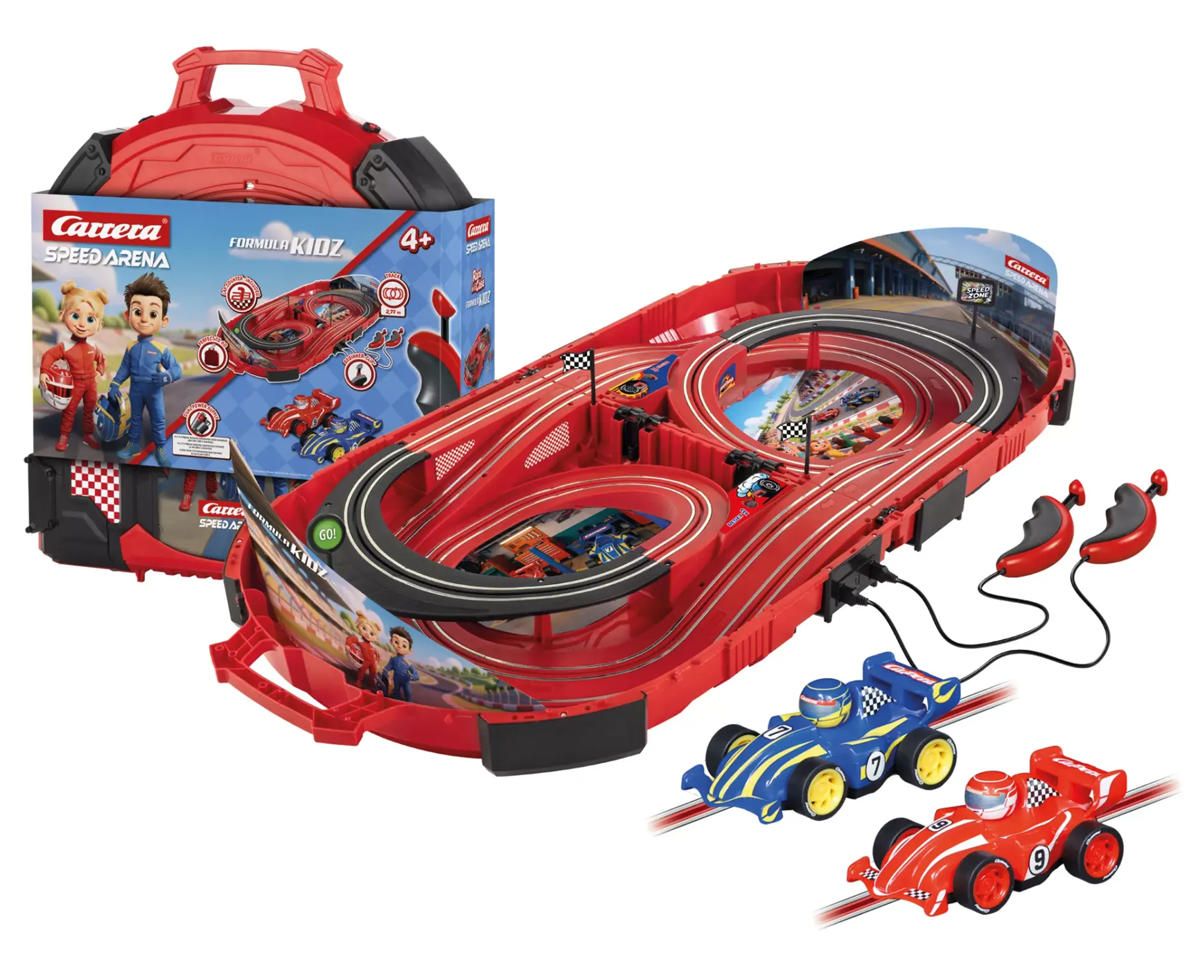 CCN16004 Carrera Speed Arena Formula Kidz 1/50 Slot Car Racing Track Set w/Fireflash &amp; Thunderbold Cars