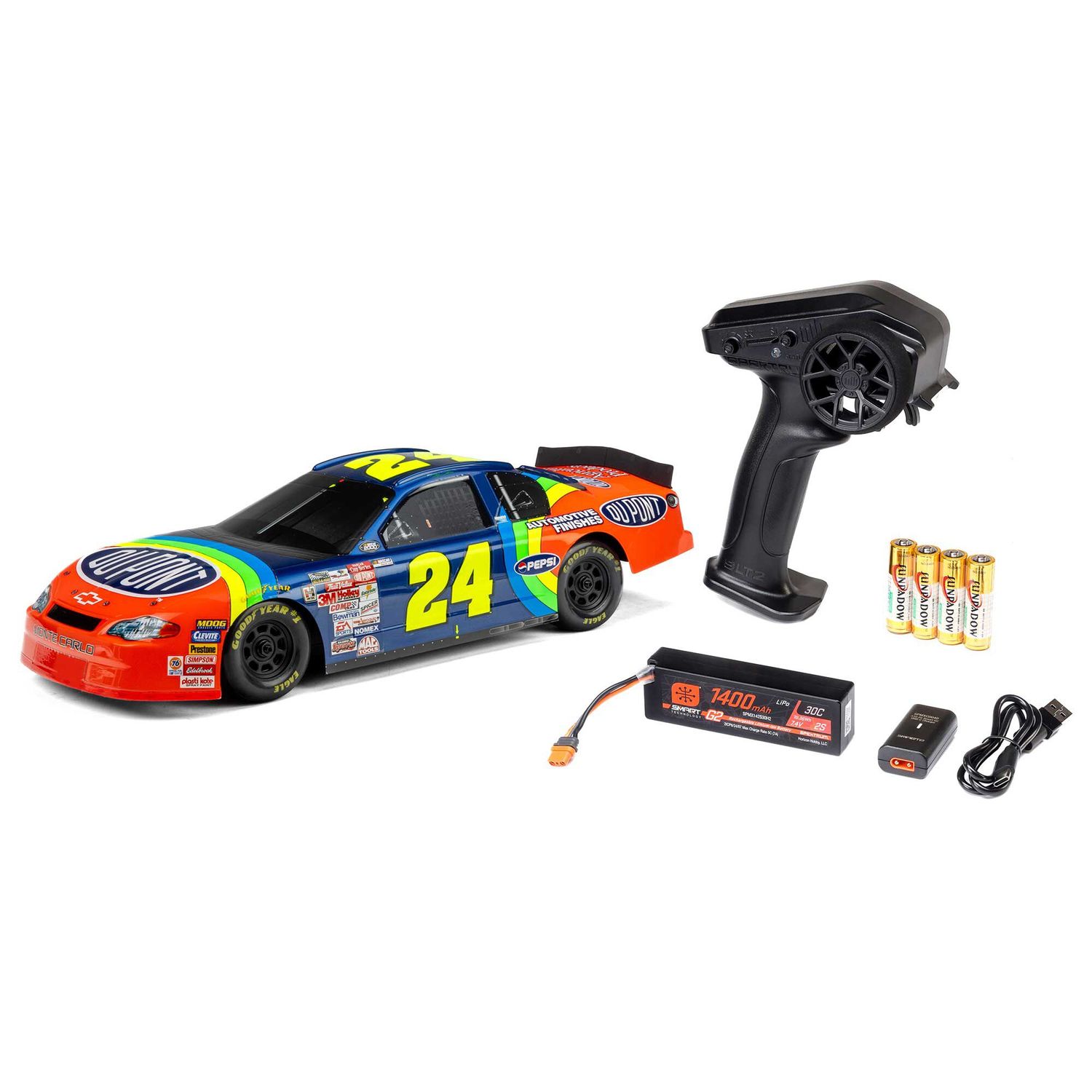 LOS1120024 1/12 NASCAR RC Racecar Jeff Gordon No. 24 Dupont Chevrolet Monte Carlo, NASCAR 2S AWD RTR