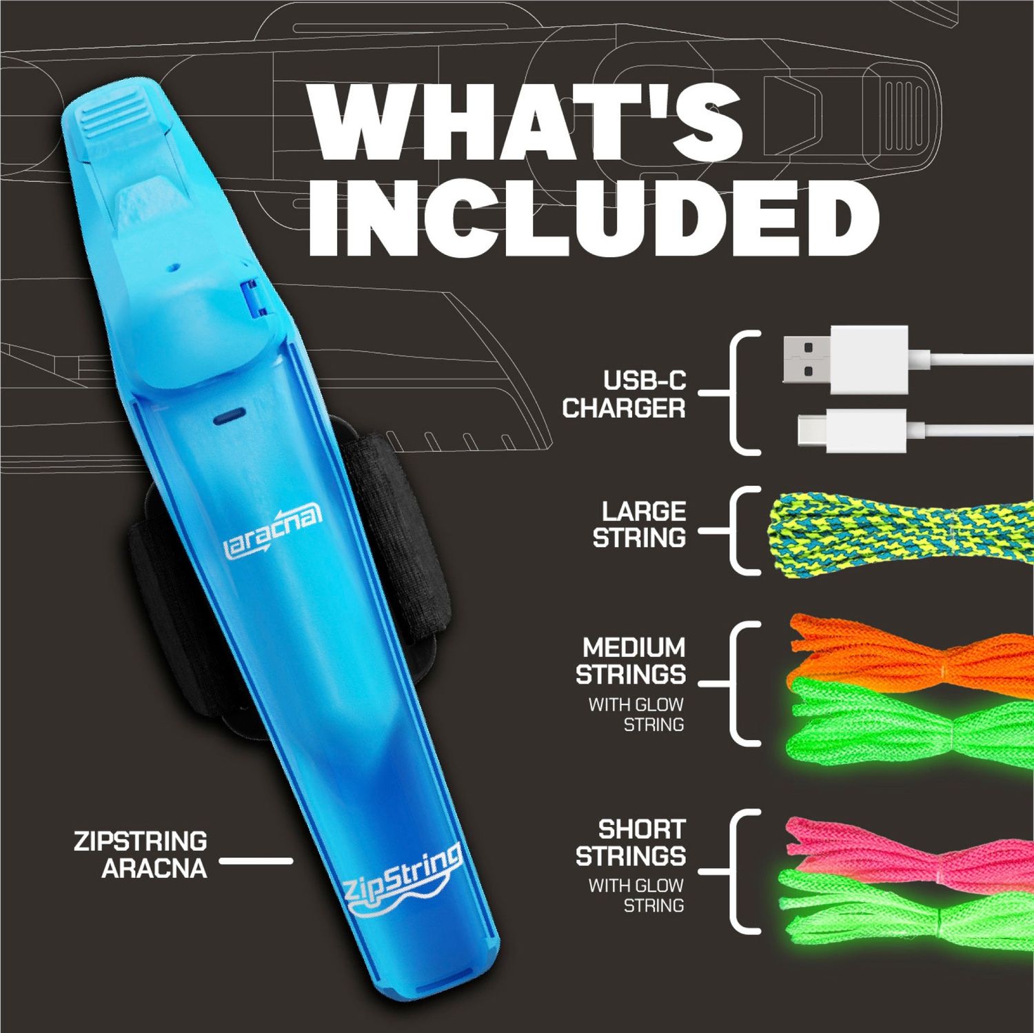 AR-V2-BLU-03 ZipString Aracna Blue (Retail)