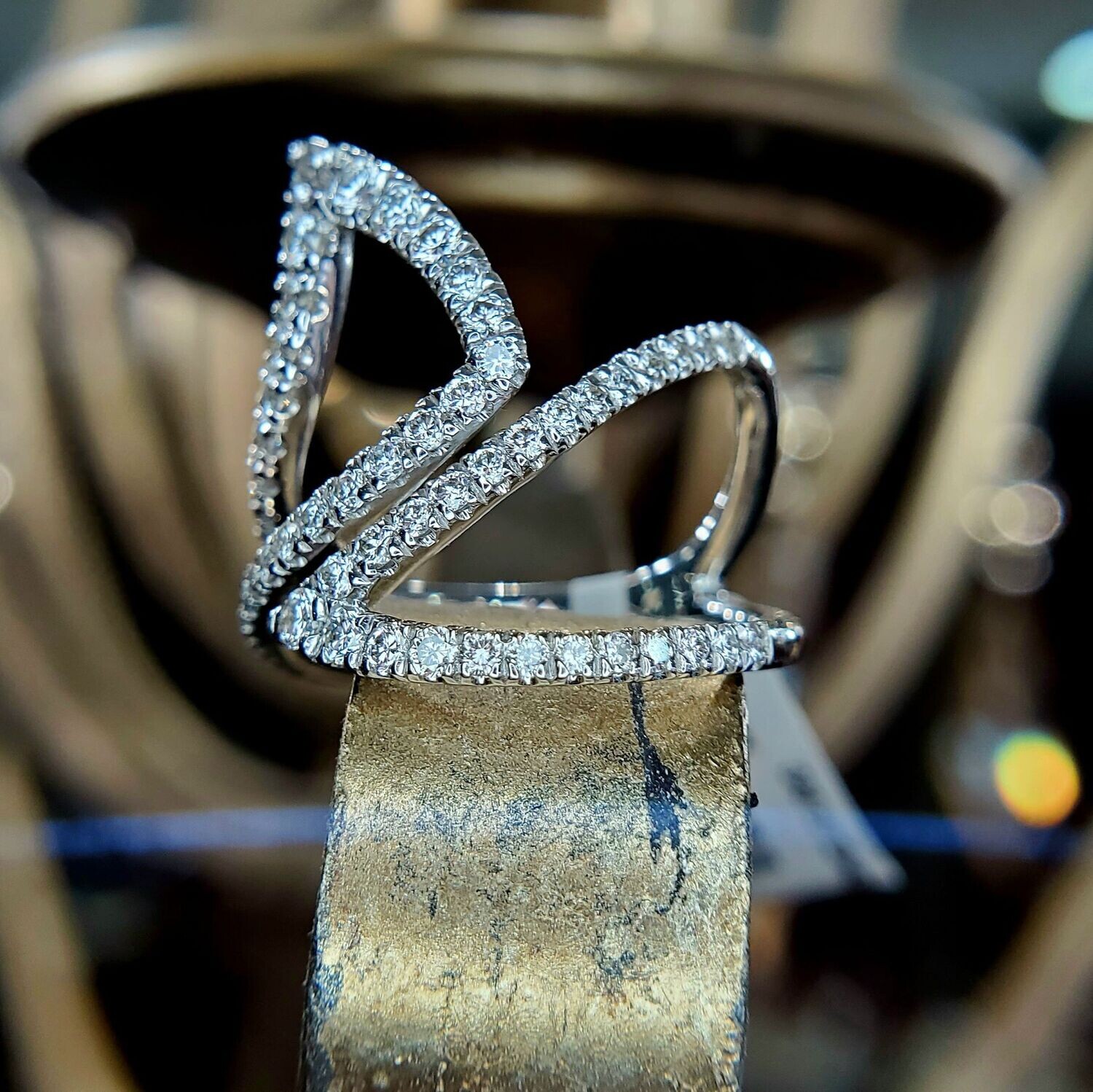 14k White Gold Designer Gabriel&co Diamond Ring .81TCW