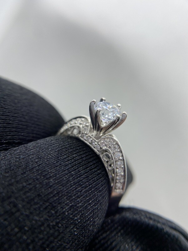 Fancy Engagement Ring 18k White Gold 0.40CTW