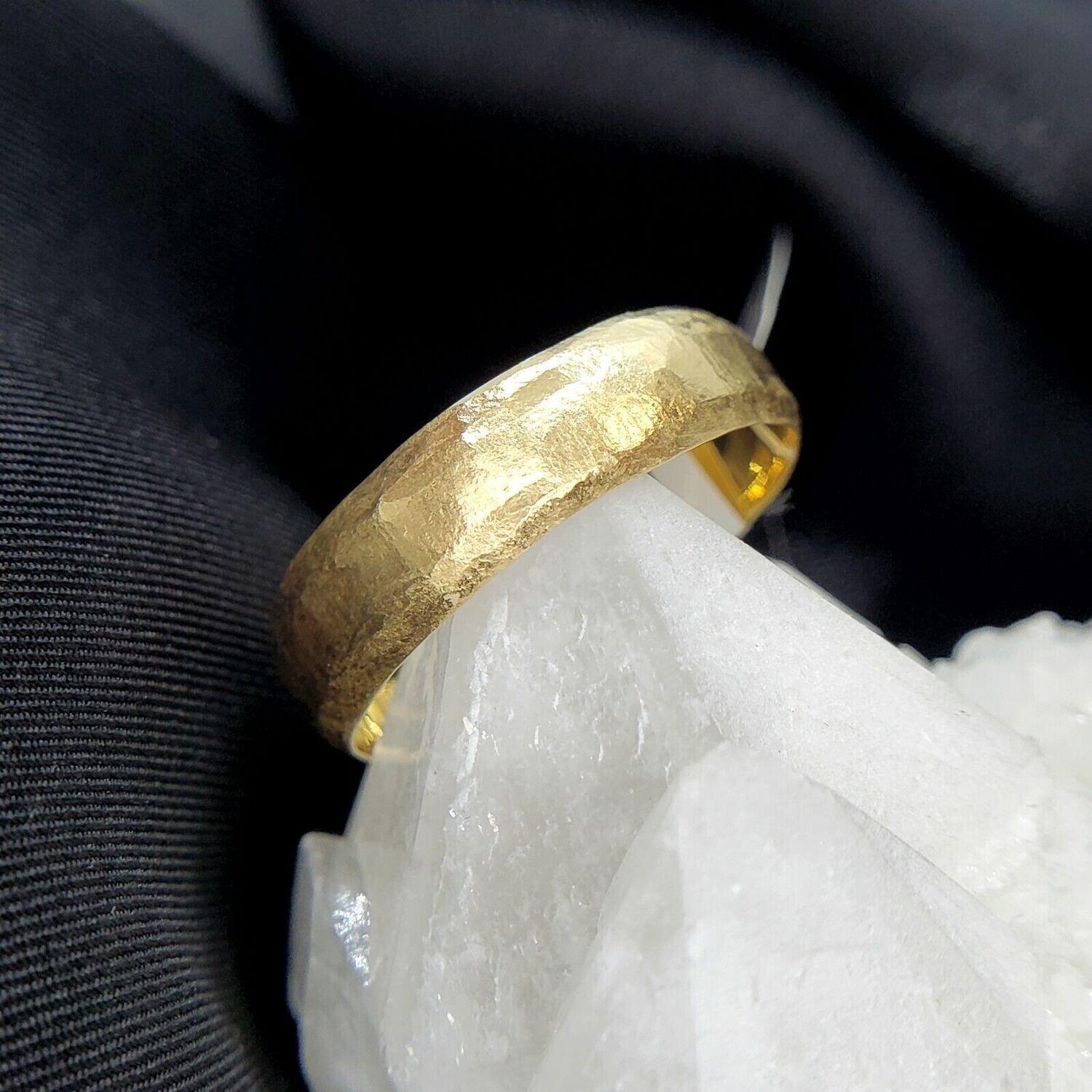 18k Domed Hammered Yellow Gold Standard Fit Mens Ring Size 11 Jennifer Dawes Design