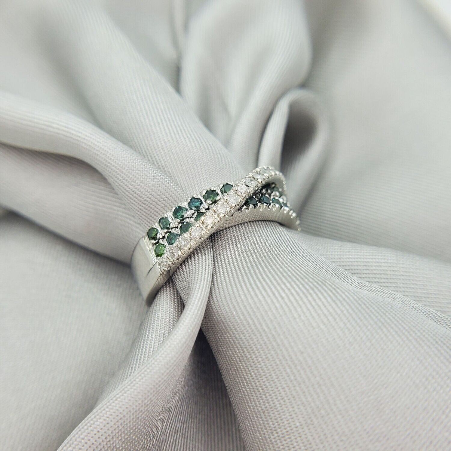 14k White Gold Contemporary  Diamond Band