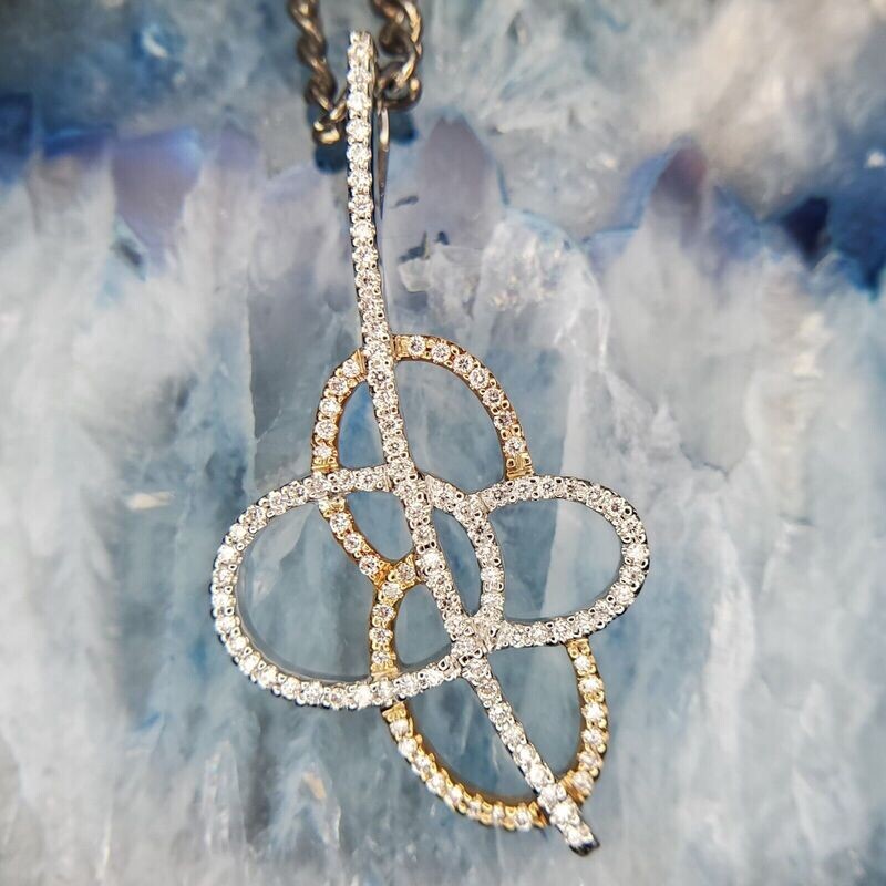 14k Two-Tone Freeform Diamond Micro Prong Pendant