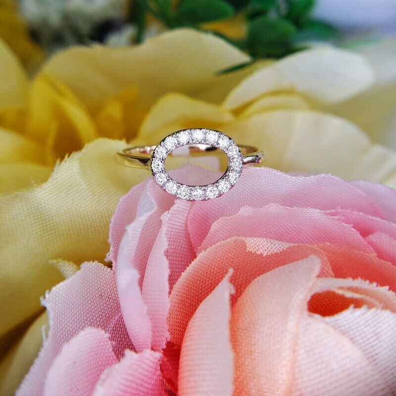 14k Two Tone Gold Oval Diamond Ring