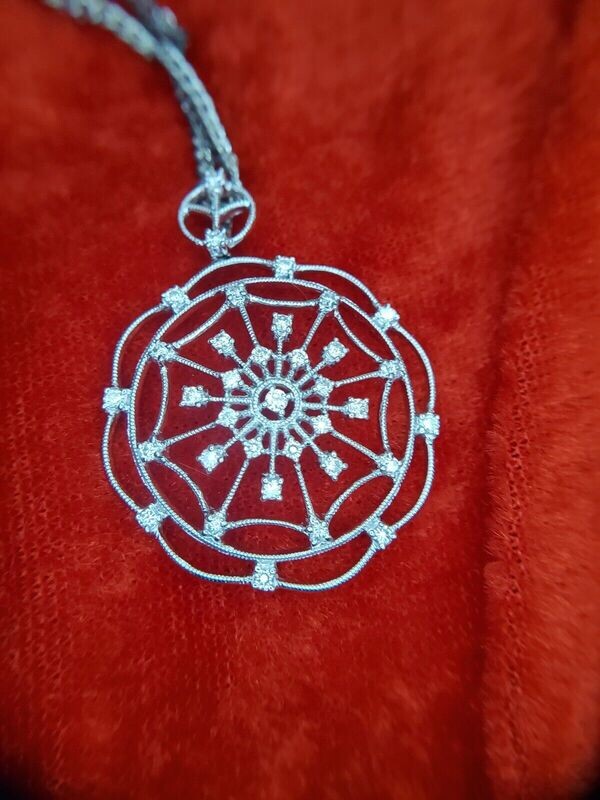 14k White Gold and Diamond Freeform Snowflake Pendant