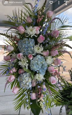 Stand Of Hydrangea &amp; Roses