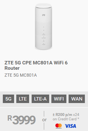 ZTE 5G CPE MC801A-A WiFi 6 Router