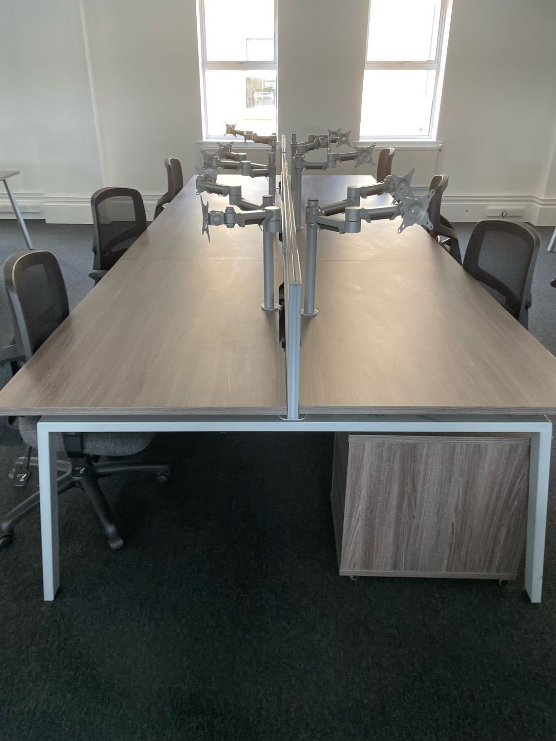 Bank Of 6 Desks 4.2m X 1.6m With Partitions
