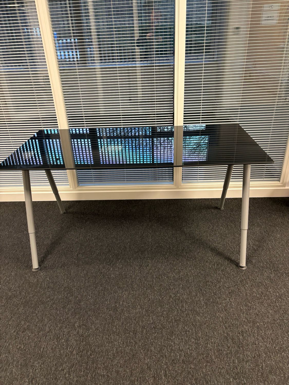 Black Glass Meeting Table 1.6m X 0.8m