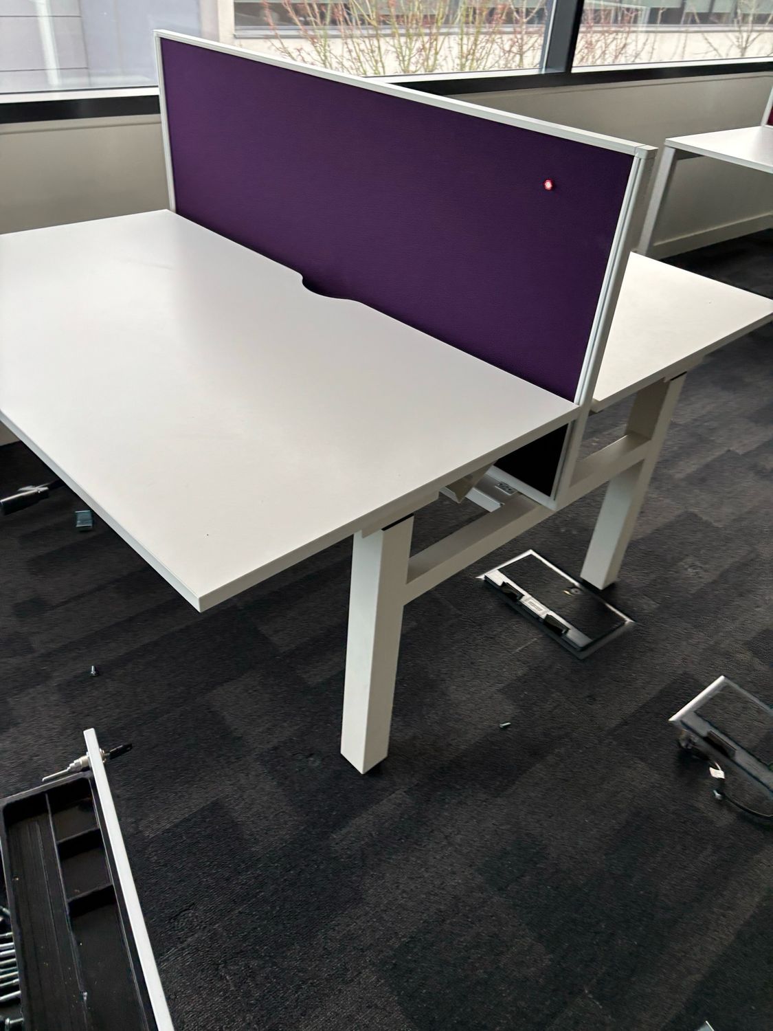Two Person Height Adjustable Desk 1.4m Wide X 1.6m Depth With Partition Two Person Height Adjustable Desk 1.4m Wide X 1.6m Depth With Partition