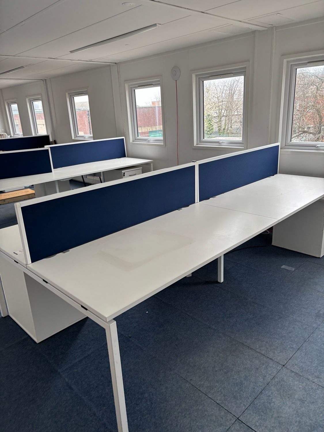 Pod Of 4 White Desks With Partitions 3.2m X 1.6m