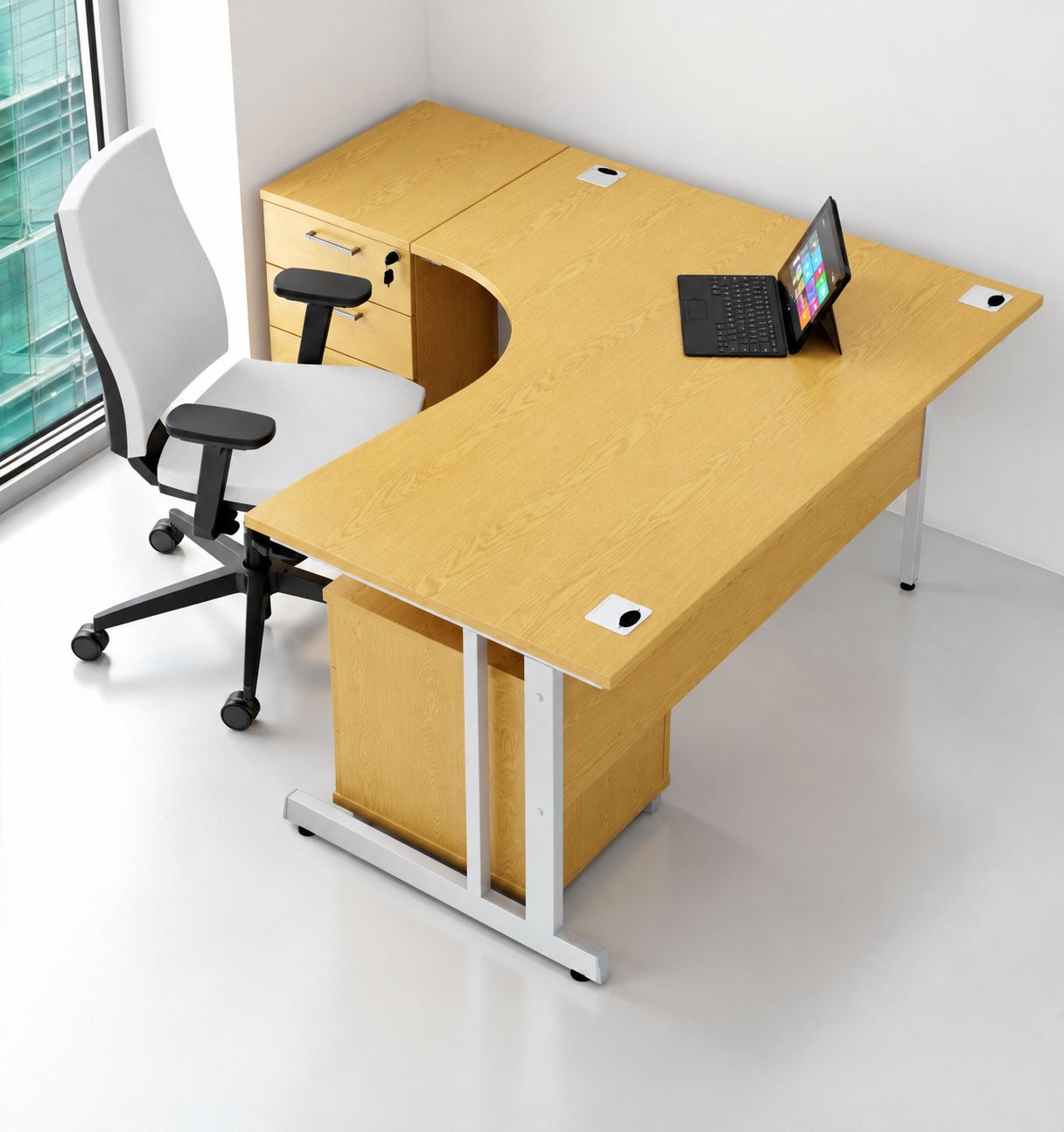 Brand New Beech Left Hand Corner Desk 1.4m X 1.2m