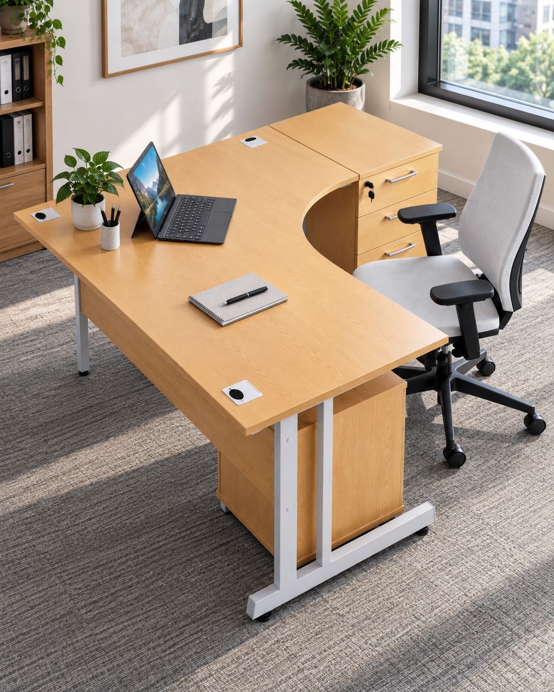 Brand New Beech Right Hand Corner Desk 1.4m X 1.2m