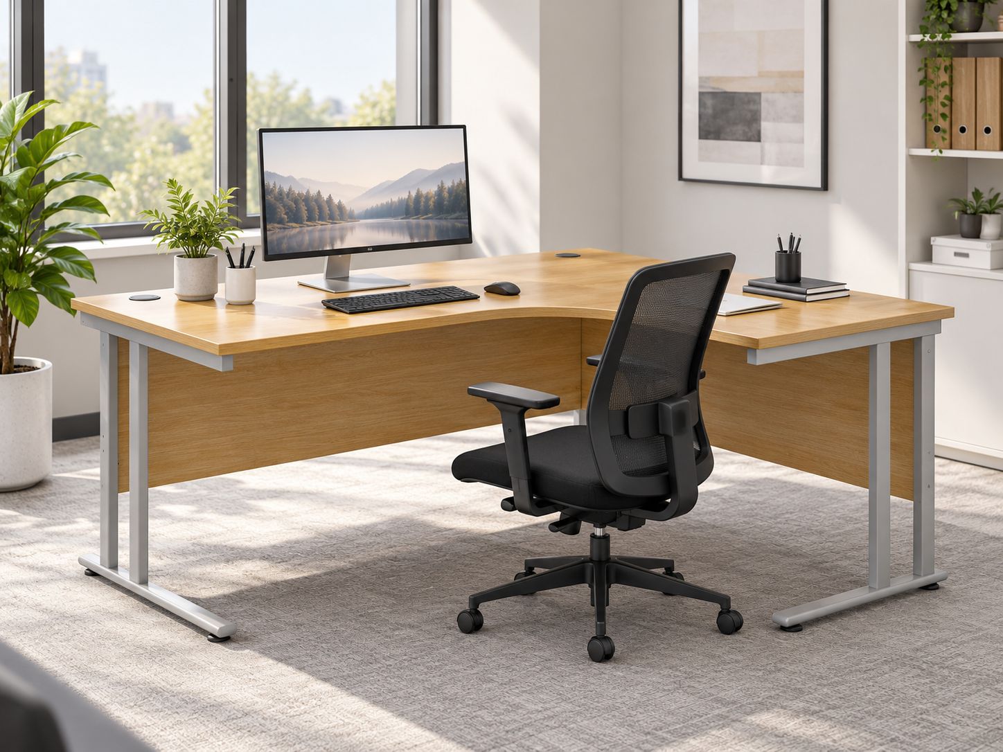 Brand New Oak 1.4m X 1.2m Right Hand Corner Desk